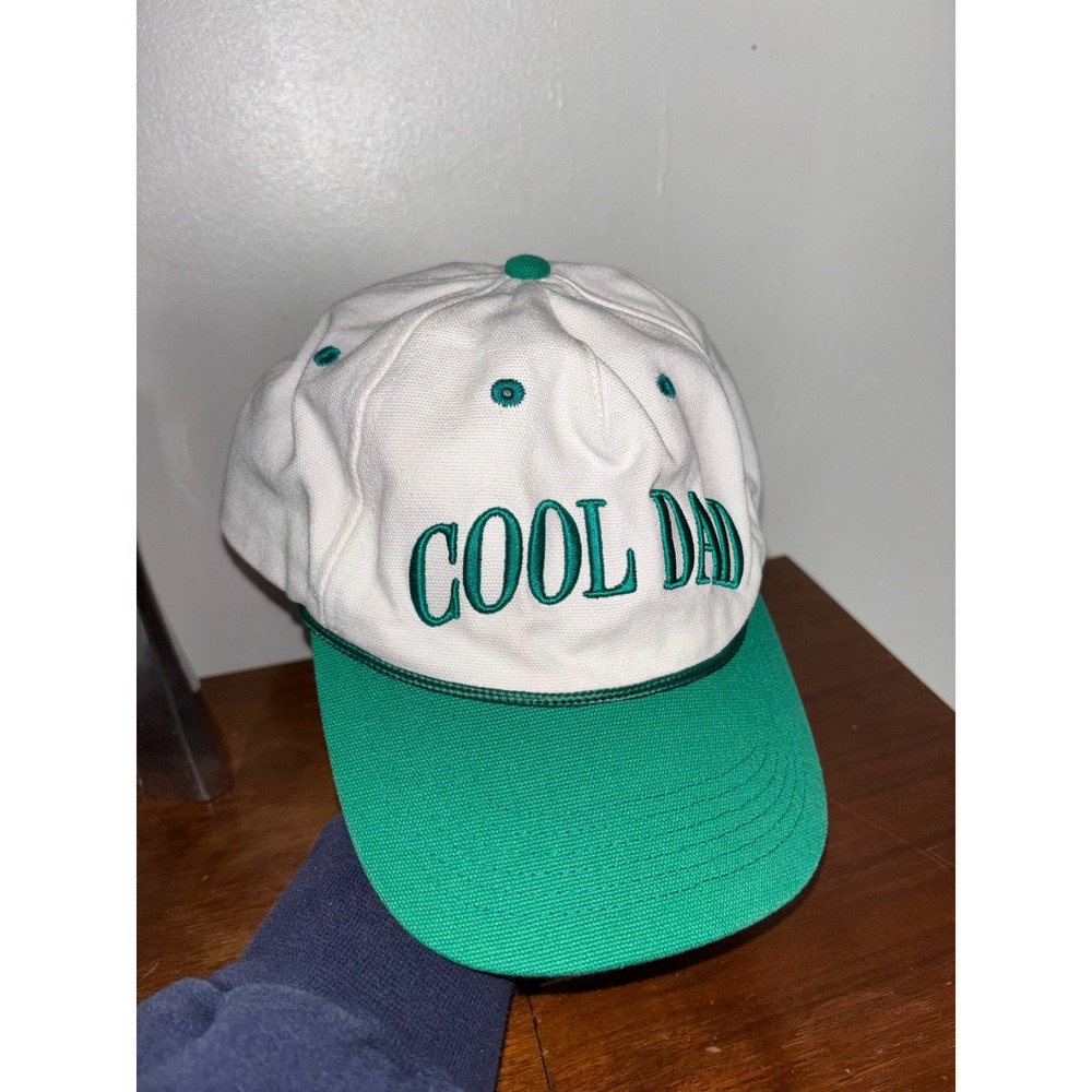 COOL DAD Snapback‎ Hat OS White Green Retro Trucker Cap Like New Embroidered